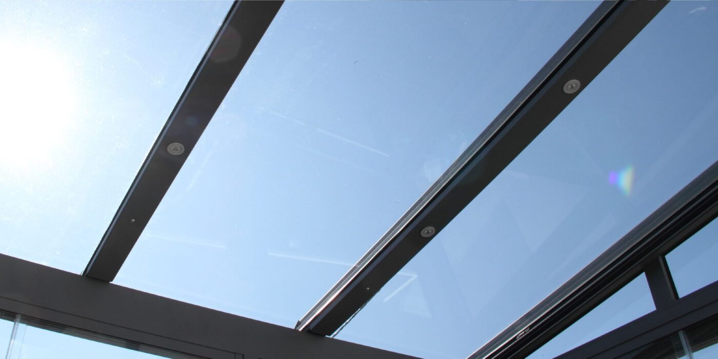 Conservatory and windows sprayed grey